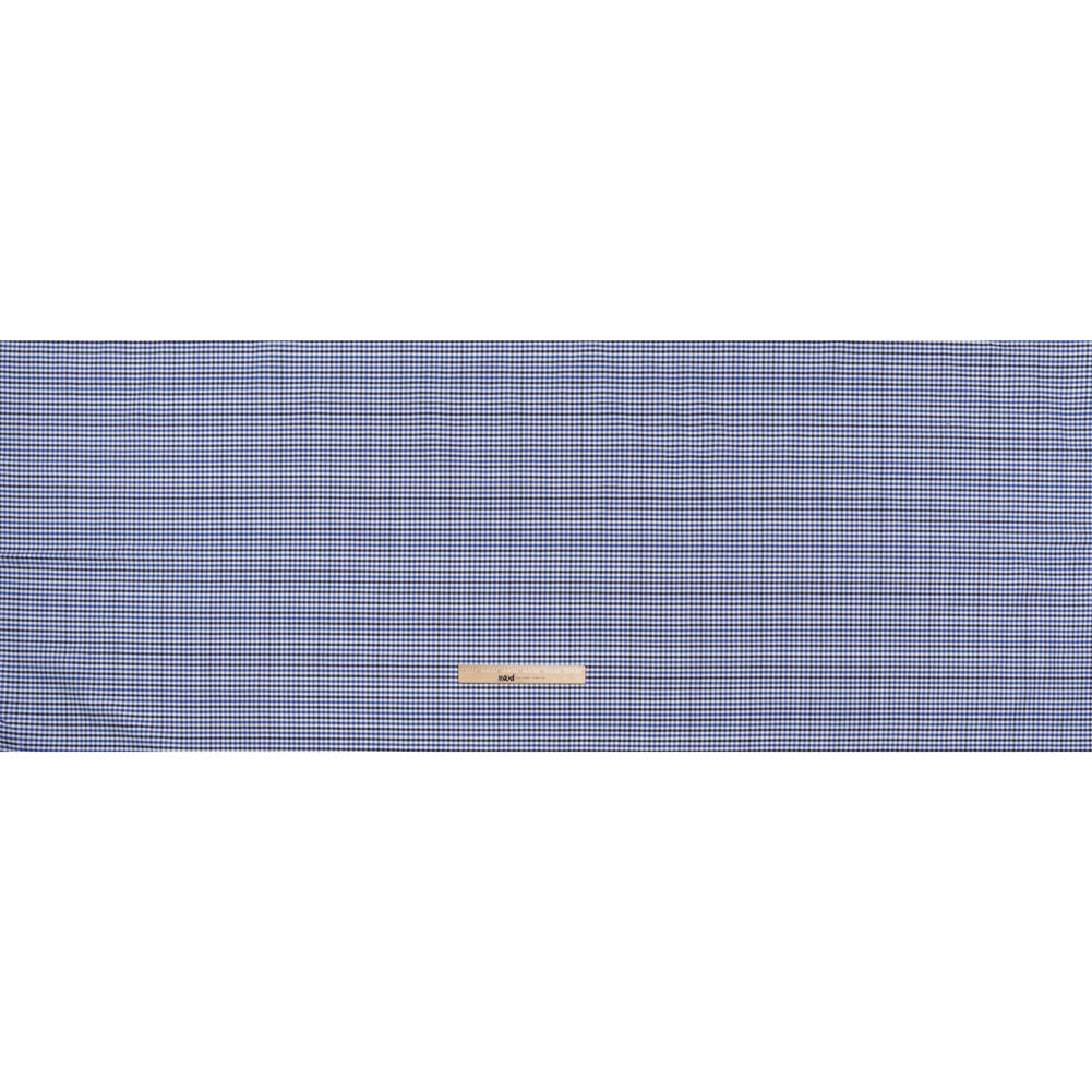 Cotton Oxford Shirting - Blue, Midnight and White Tattersall Check - Deadstock