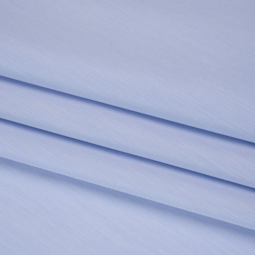 Cotton Shirting - Sky Blue and White Fine Stripes - Designer Deadstock