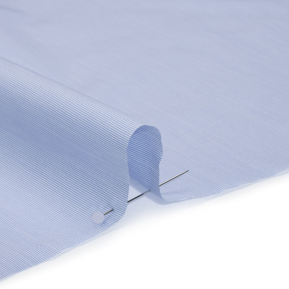 Cotton Shirting - Sky Blue and White Fine Stripes - Designer Deadstock