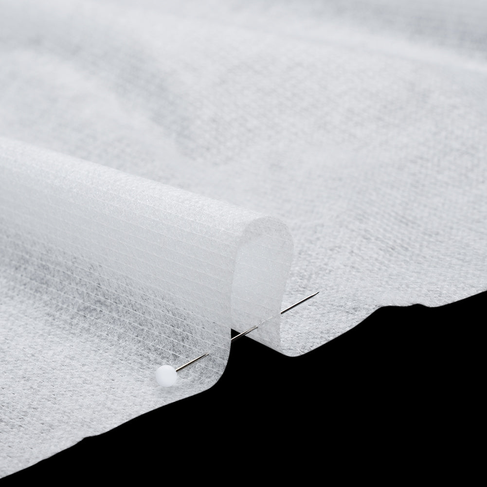 Non-Woven Fusible Interlining with Reinforced Threading - White - Deadstock