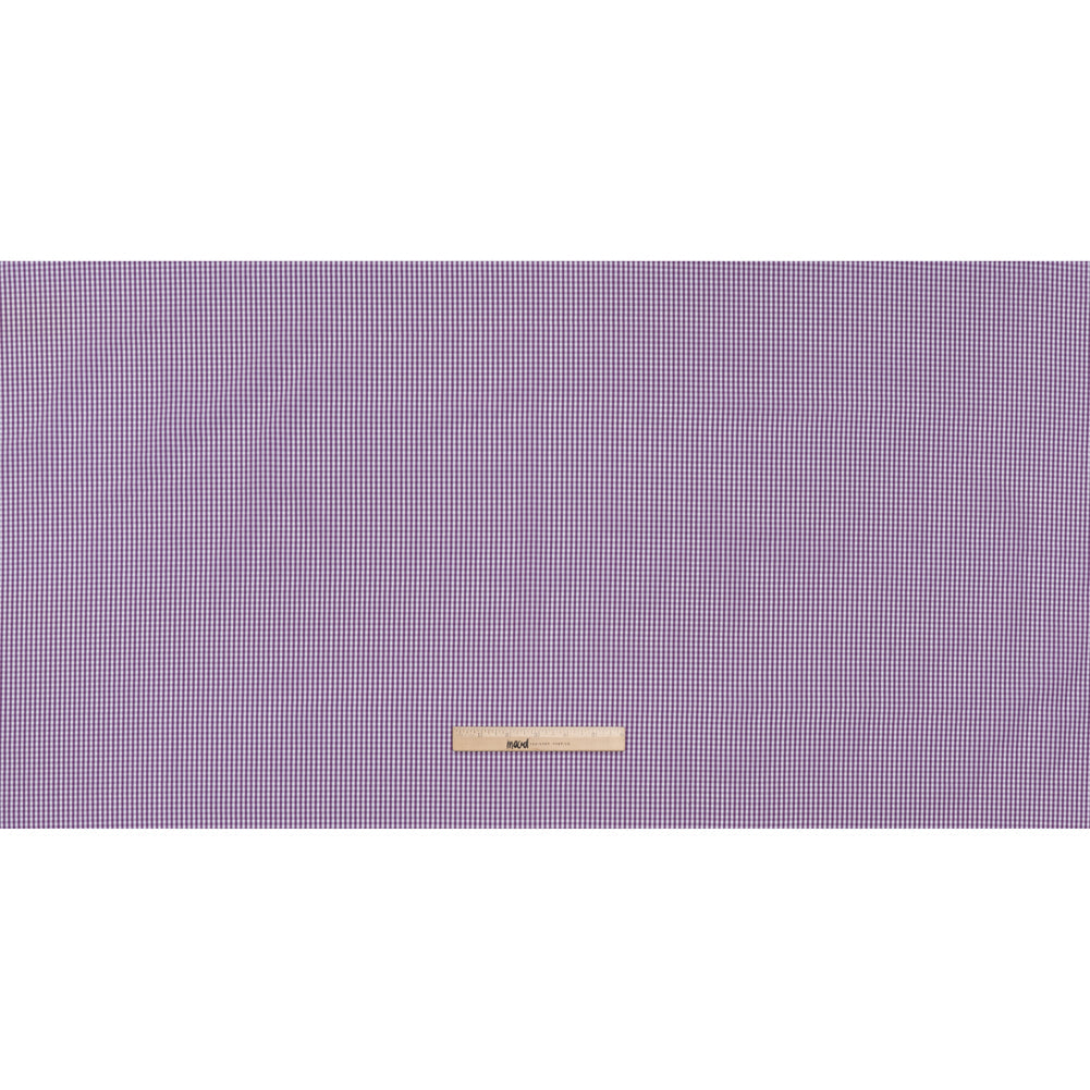 Cotton Gingham Shirting - Purple and White Checks - Designer Deadstock