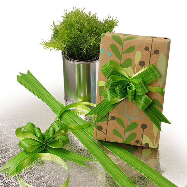 Green Leaf Pull Bow 3 '' X 12 EACH / PACKAGE - 1 / ROLL