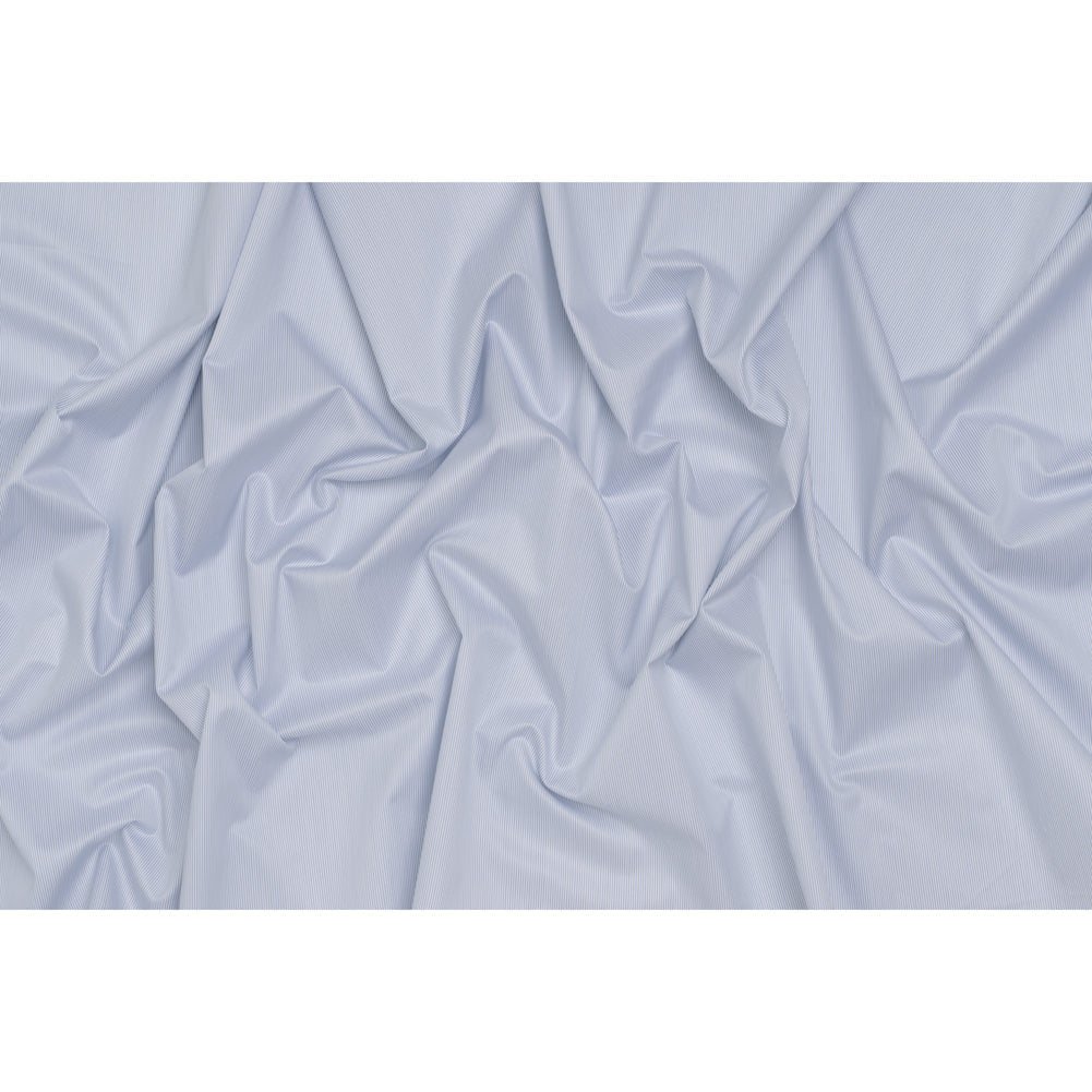 Cotton Twill Shirting - Blue, Gray and White Stripes - Deadstock