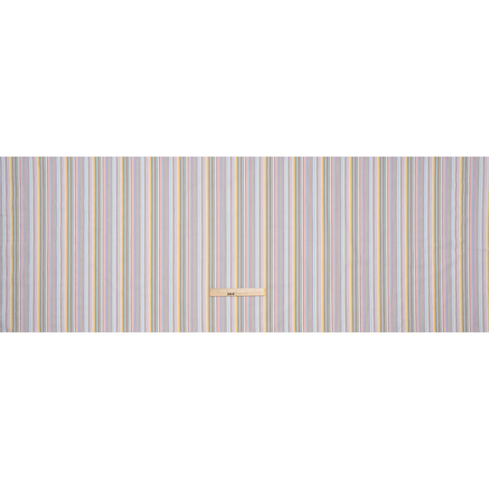 Cotton Twill Shirting - Rainbow Barcode Stripes - Deadstock