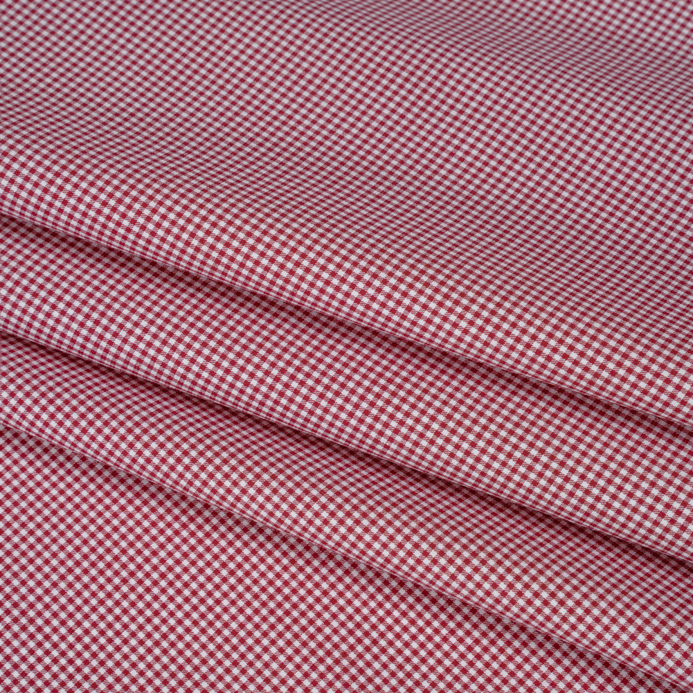 Cotton Twill Shirting - Red and White Tiny Checks - Deadstock