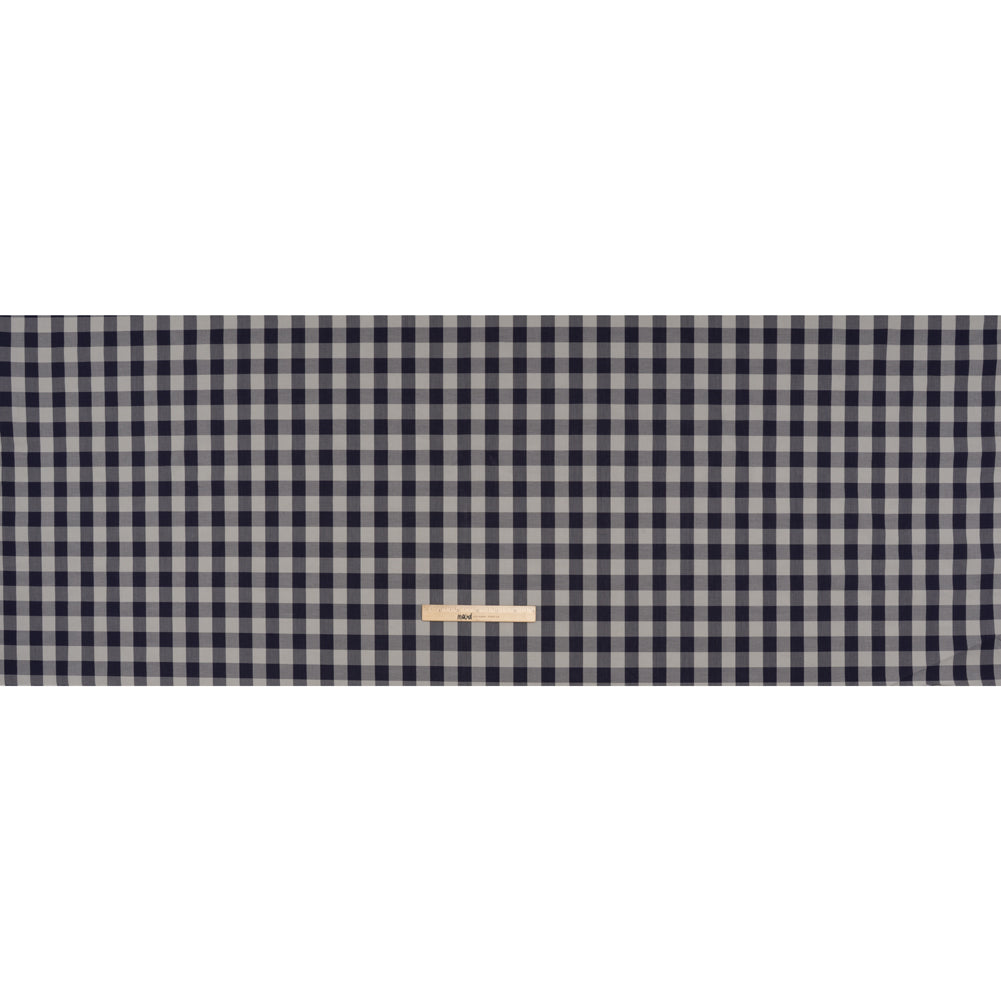 Cotton Shirting - Gray and Dark Navy Big Checks - Deadstock
