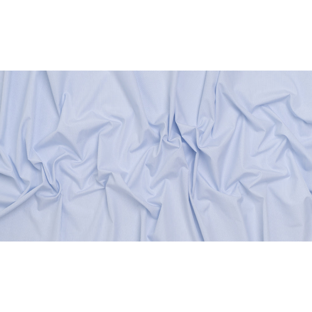 Cotton Shirting - Light Blue and White Micro Checks - Designer Deadstock
