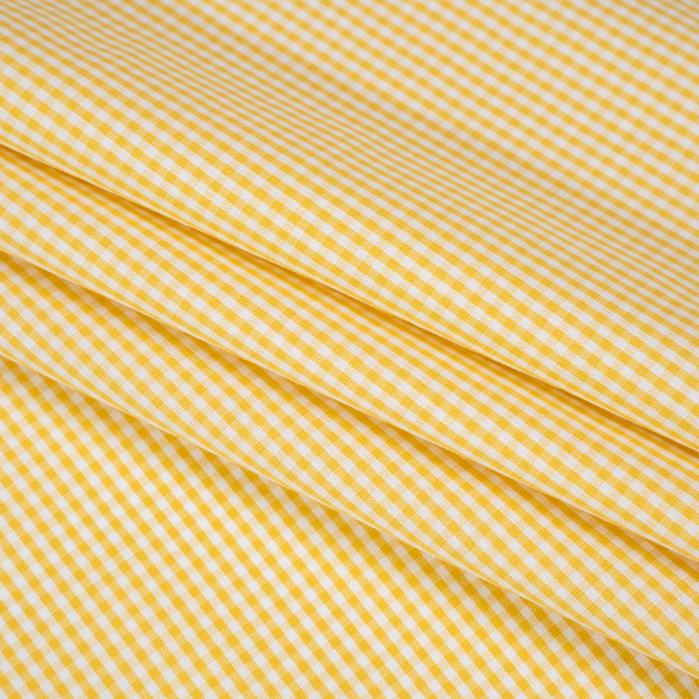 Cotton Gingham Shirting - Yellow and White Little Checks - Deadstock