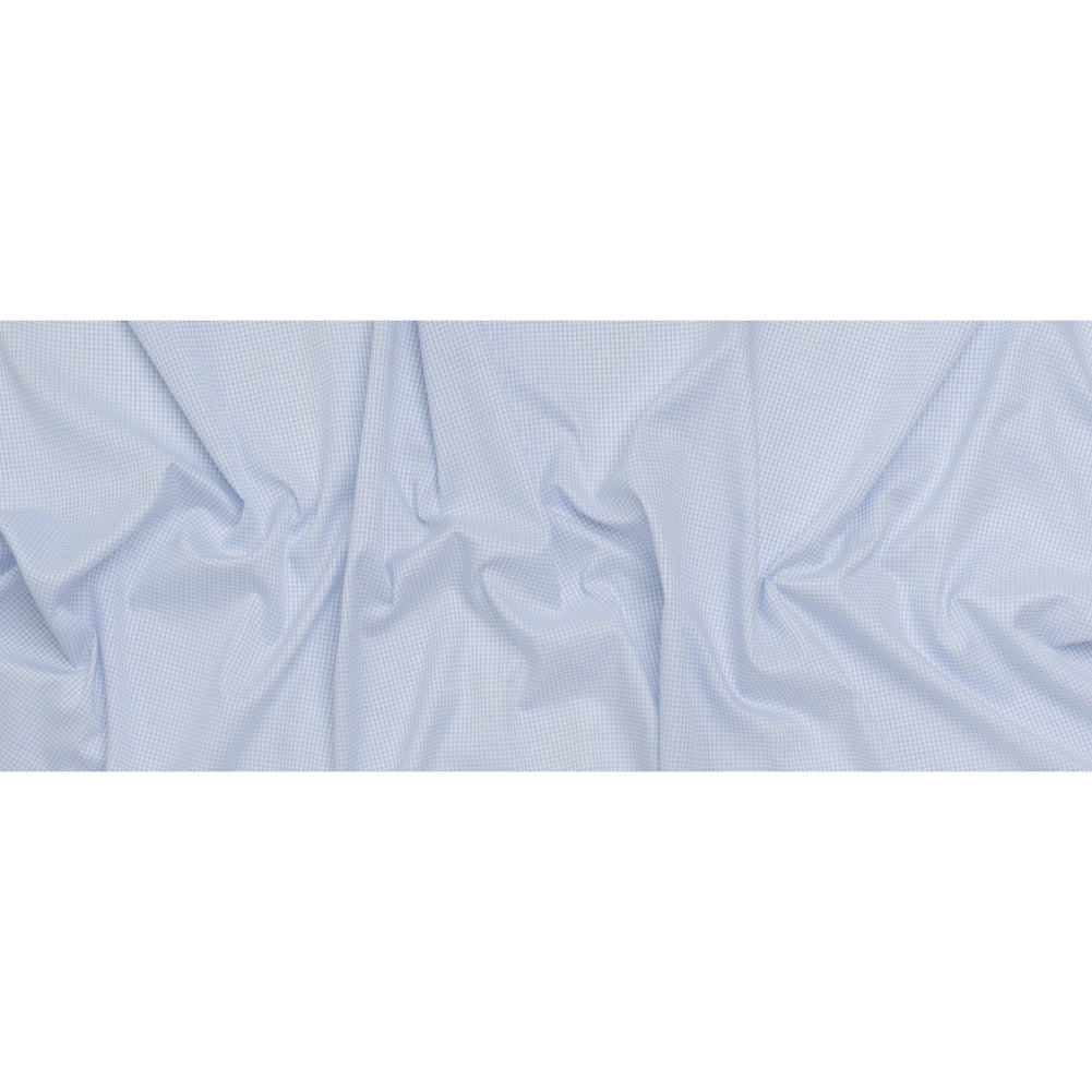 Cotton Twill Shirting - Pale Blue and White Checks - Deadstock