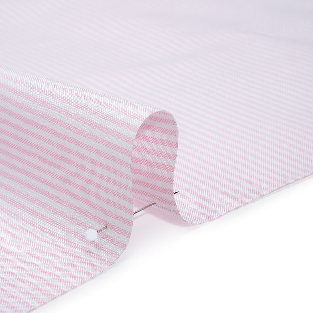 Cotton Shirting - Light Pink and White Candy Stripes - Designer Deadstock