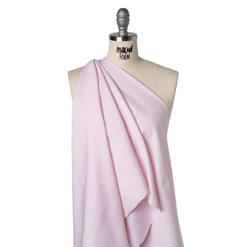 Cotton Shirting - Light Pink and White Candy Stripes - Designer Deadstock