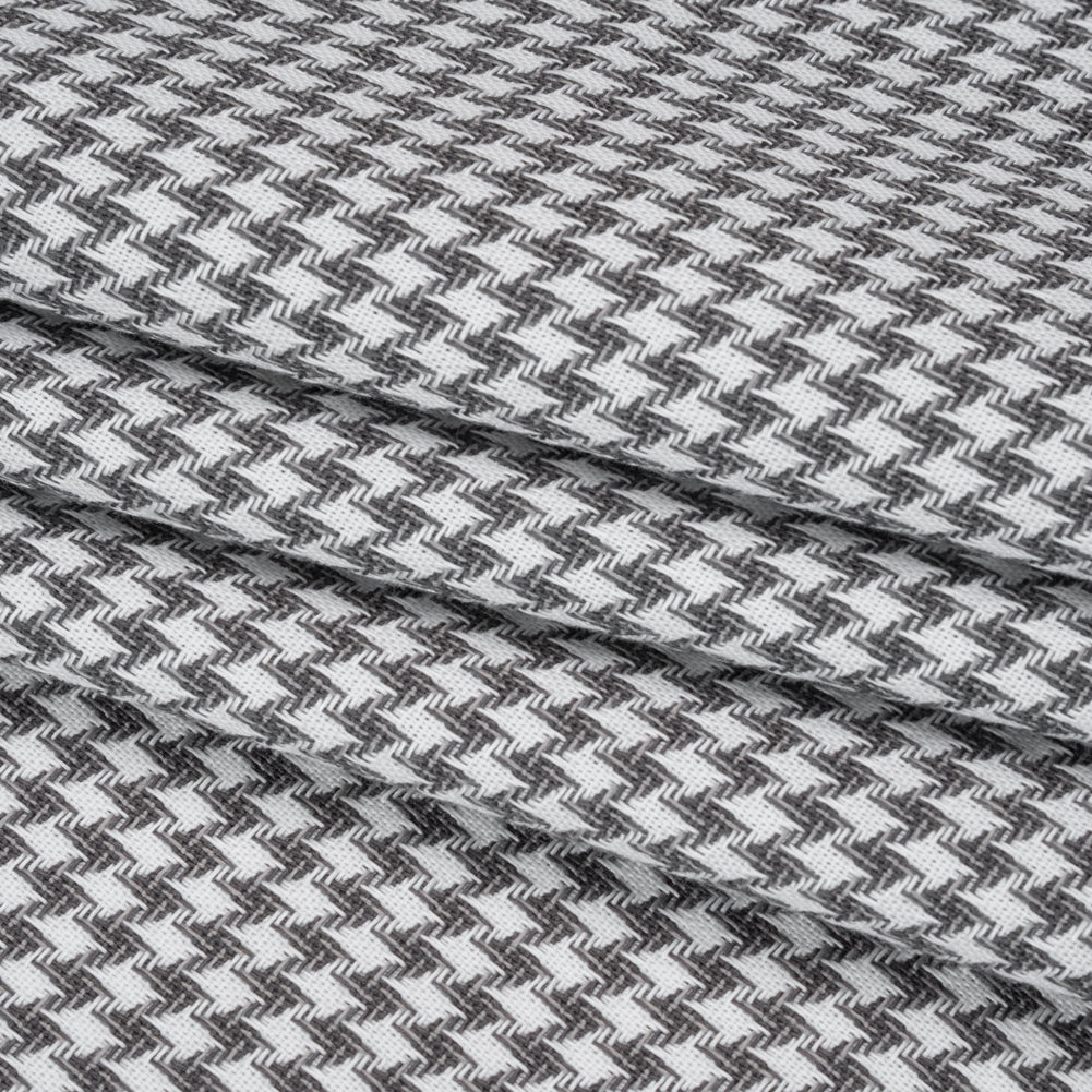 Cotton Twill - Charcoal, Light Gray and White Houndstooth - Deadstock