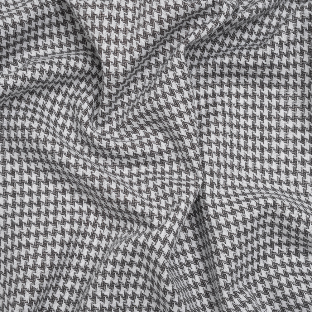 Cotton Twill - Charcoal, Light Gray and White Houndstooth - Deadstock