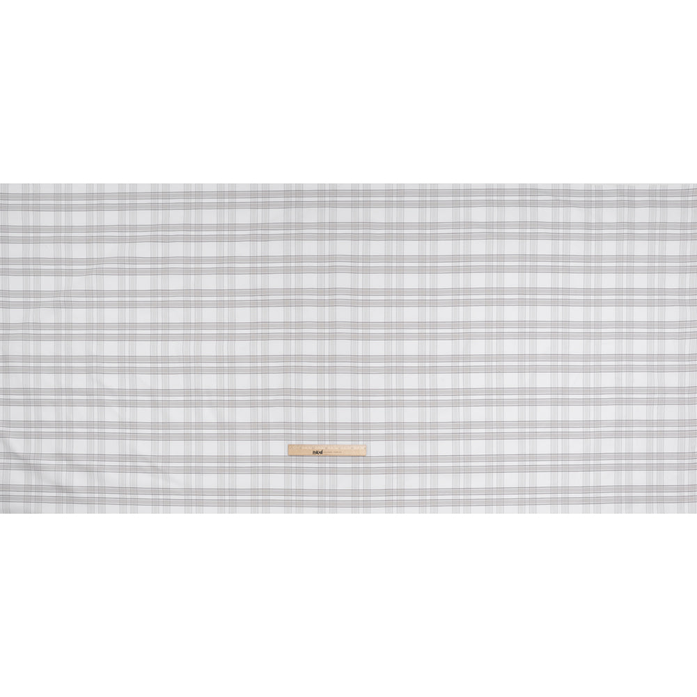 Cotton Oxford Shirting - Gray and White Plaid Check - Deadstock