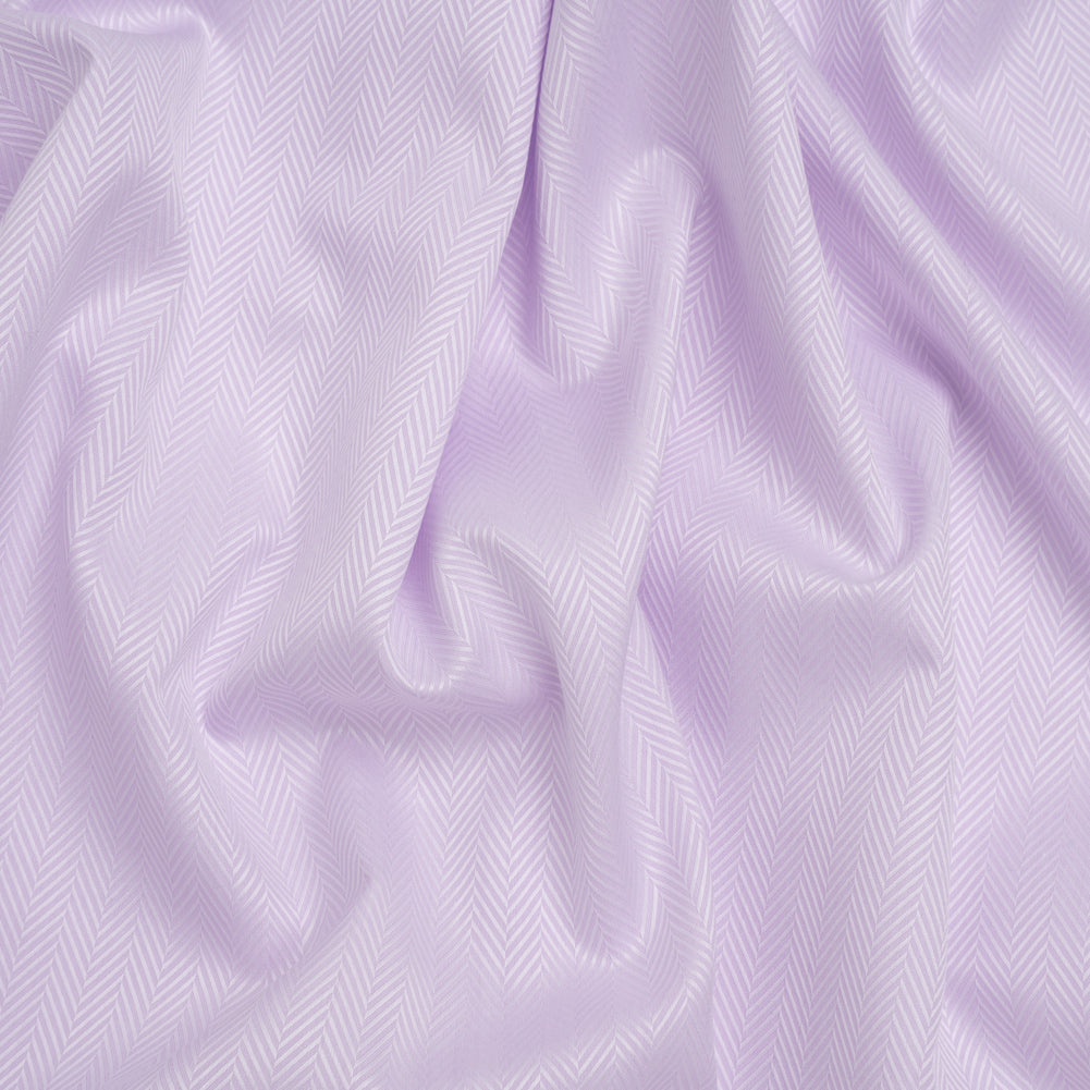 Cotton Jacquard Shirting - Light Purple and White Herringbone - Deadstock