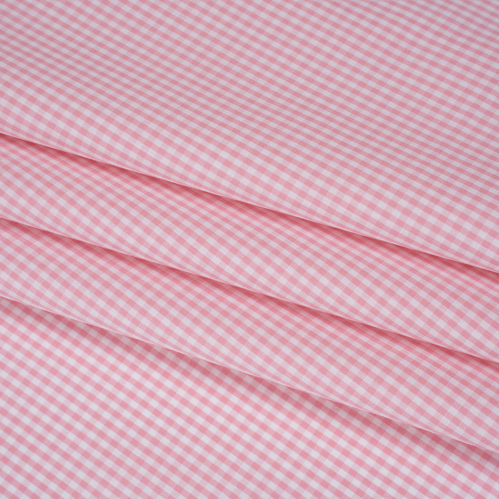 Cotton Gingham Shirting - Light Pink and White Tiny Checks - Deadstock