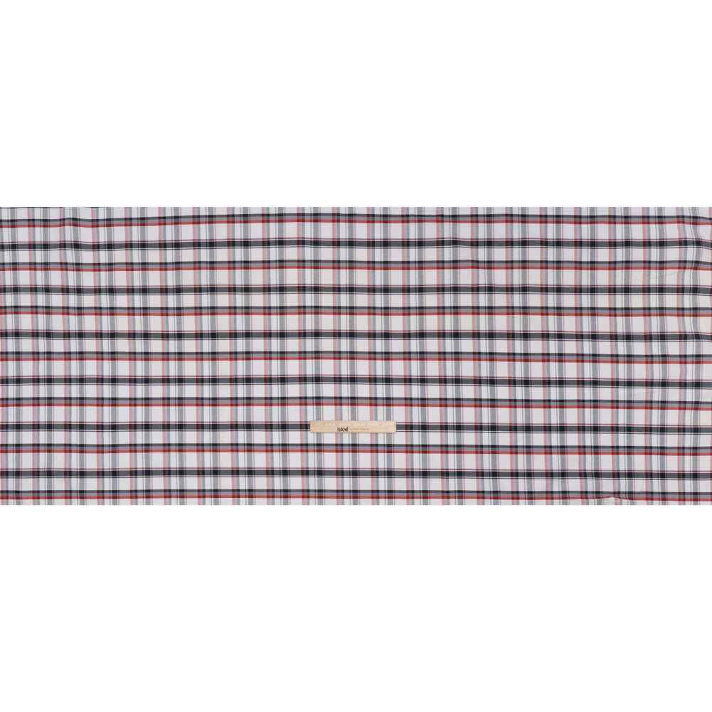 Cotton Woven - Midnight Blue, Red and White Plaid - Deadstock