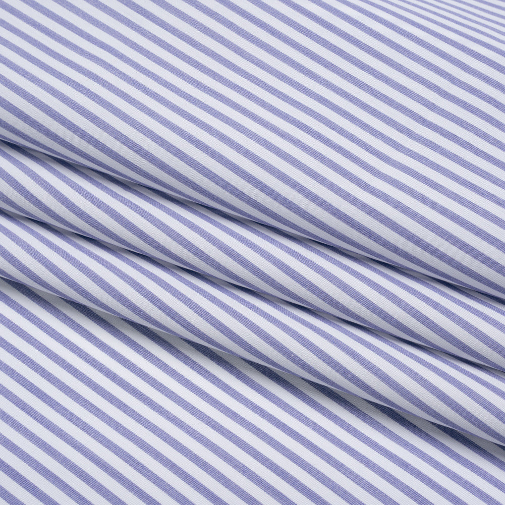 Cotton Shirting - Light Blue and White Candy Stripes - Deadstock
