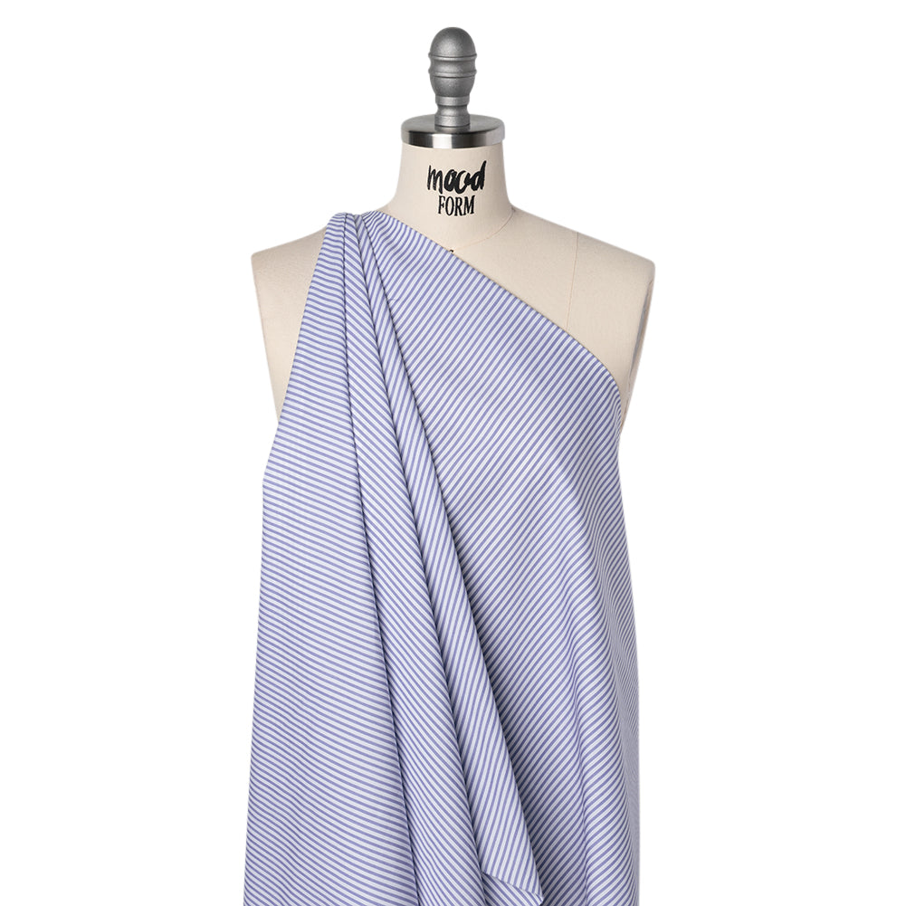 Cotton Shirting - Light Blue and White Candy Stripes - Deadstock