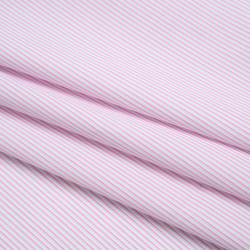 Cotton Twill Shirting - Light Pink, Pale Gray and White Shadow Pinstripes - Deadstock