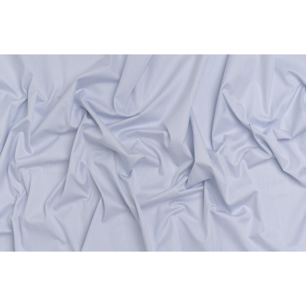 Cotton Dobby Shirting - White, Gray and Blue Rope Stripes - Deadstock