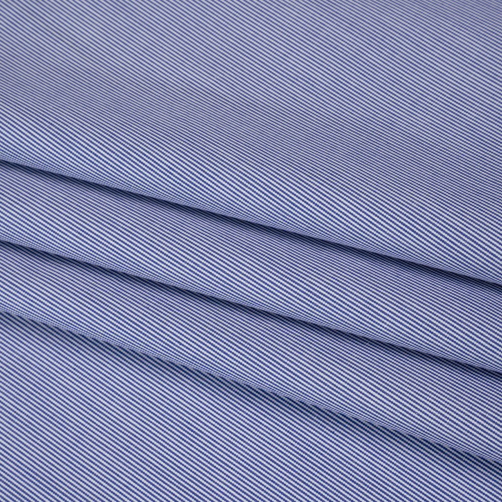 Cotton Shirting - Blue and White Narrow Stripes - Deadstock