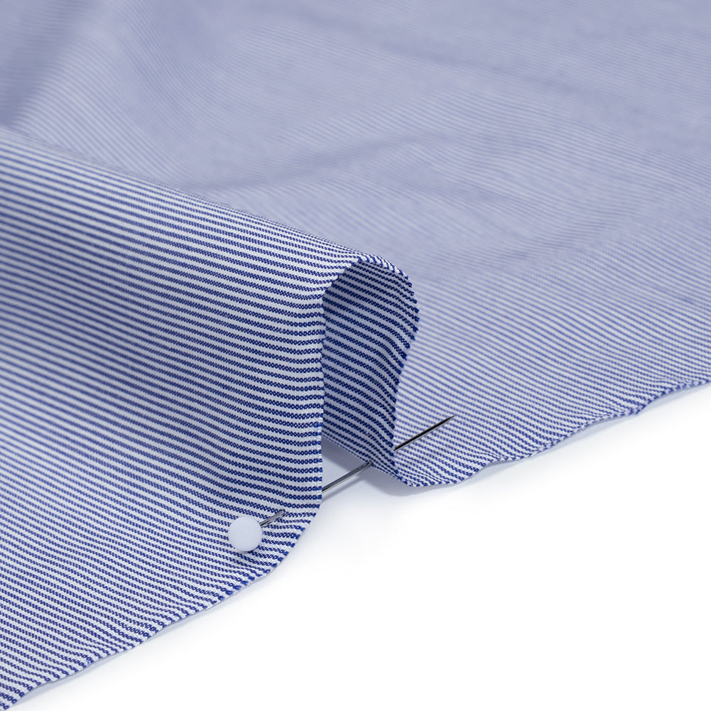 Cotton Shirting - Blue and White Narrow Stripes - Deadstock