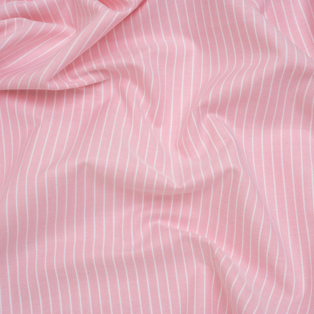 Cotton Oxford Shirting - Light Pink and White Chalk Stripes - Deadstock