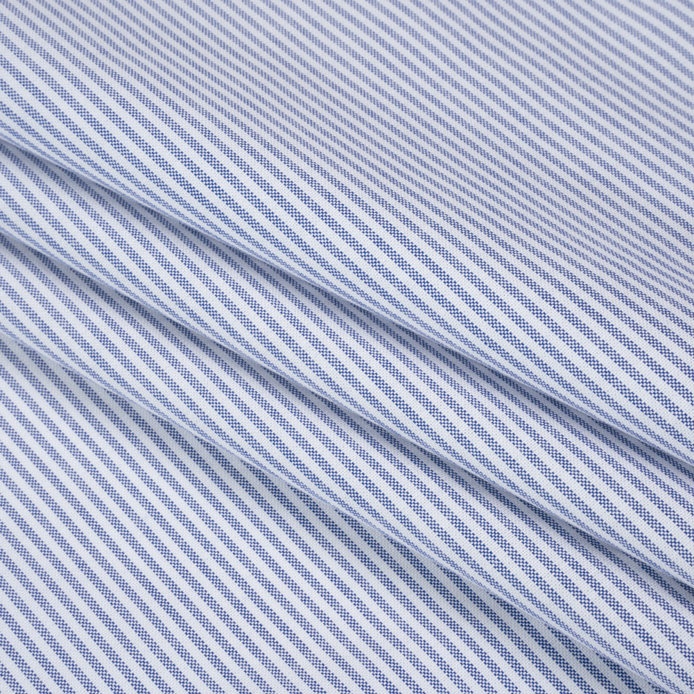Cotton Oxford Shirting - Blue and White Candy Stripes - Deadstock