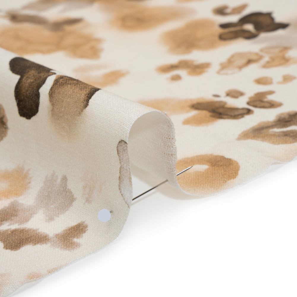 Linen and Rayon Woven - Beige, Brown and Cream Painterly Animal Spots - Mood Exclusive Dappled Desert Print