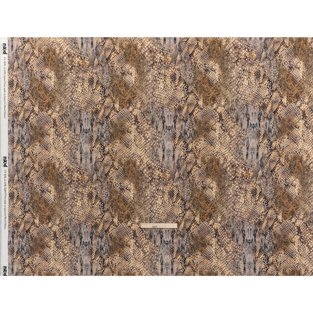 Linen and Rayon Woven - Beige, Orange and Pale Purple Snakeskin - Mood Exclusive Ouroborous Print