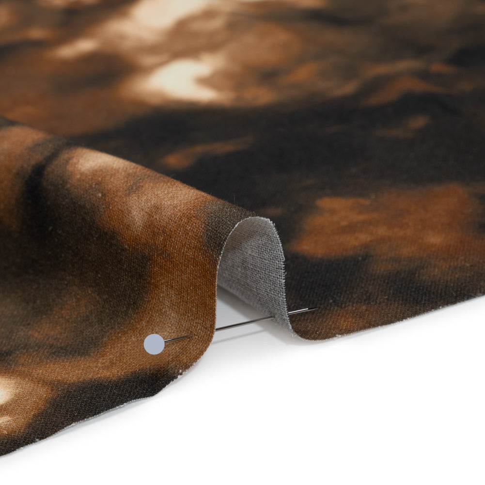 Linen and Rayon Woven - Brown and Black Abstract Splashes - Mood Exclusive Mocha Mist Print