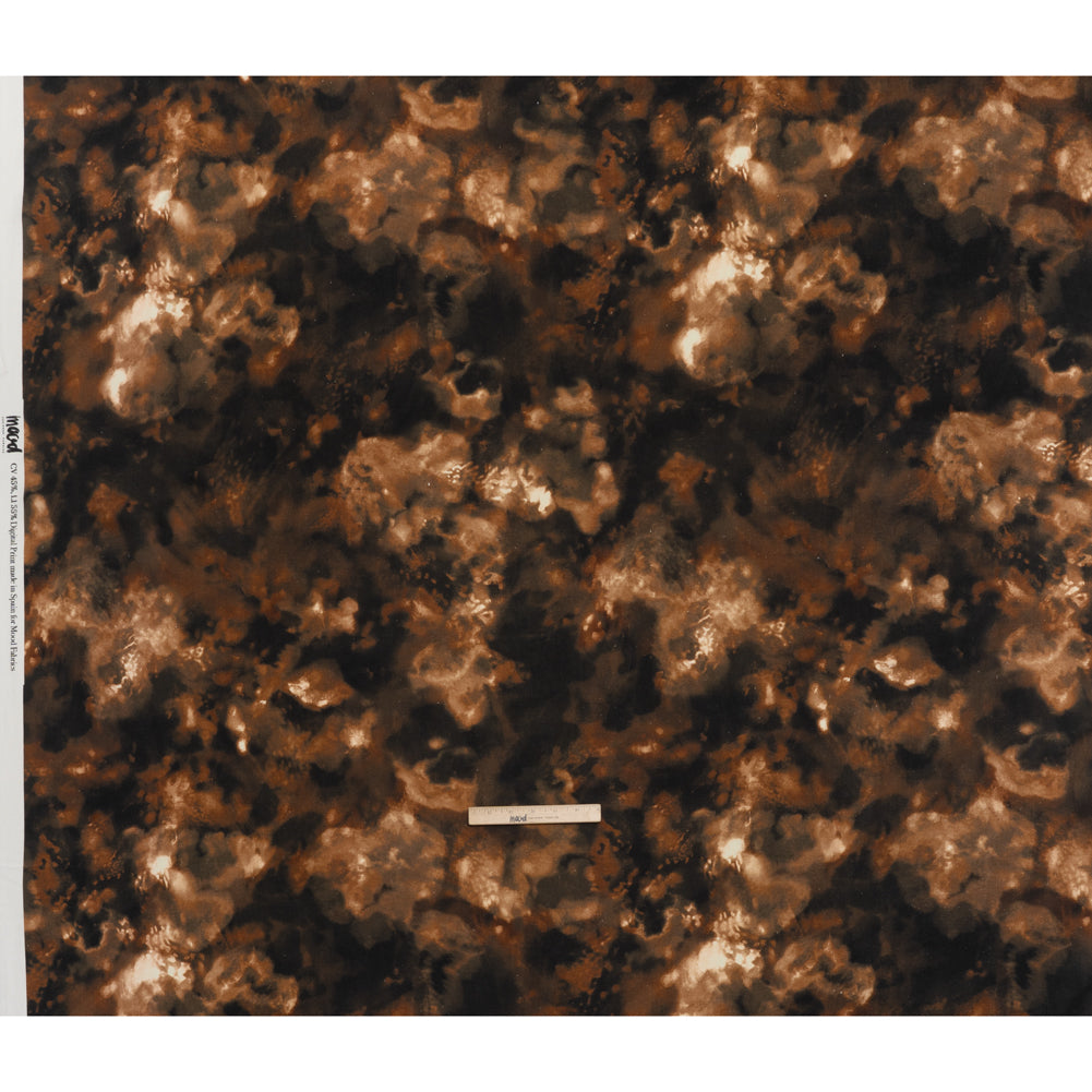 Linen and Rayon Woven - Brown and Black Abstract Splashes - Mood Exclusive Mocha Mist Print