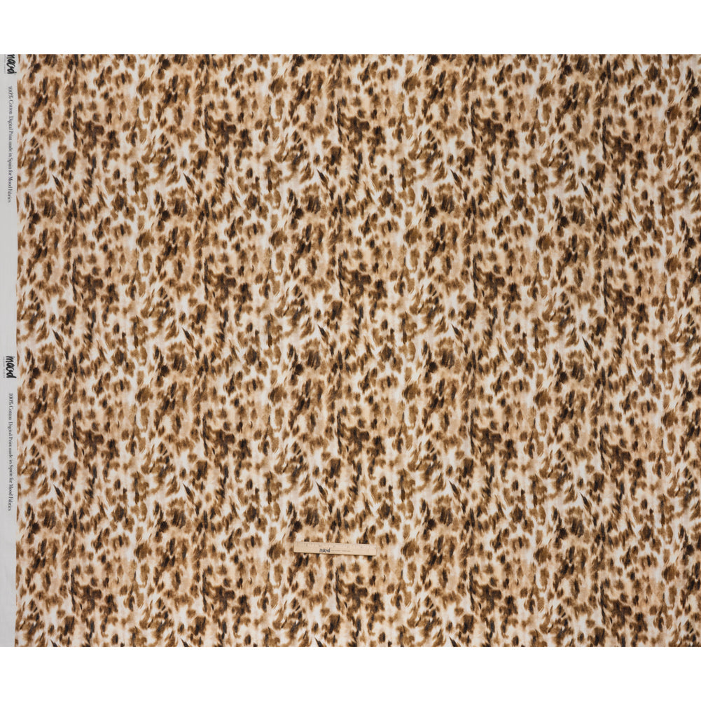 Slubbed Gauzy Cotton Woven - Cream, Brown and Black Abstracted Animal Spots - Mood Exclusive Safari Samba Print