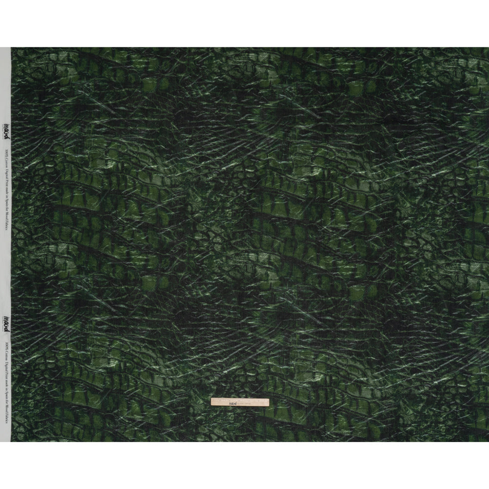 Crinkled Cotton Gauzy Woven - Dark Green and Black Abstract - Mood Exclusive Babbling Brook Print