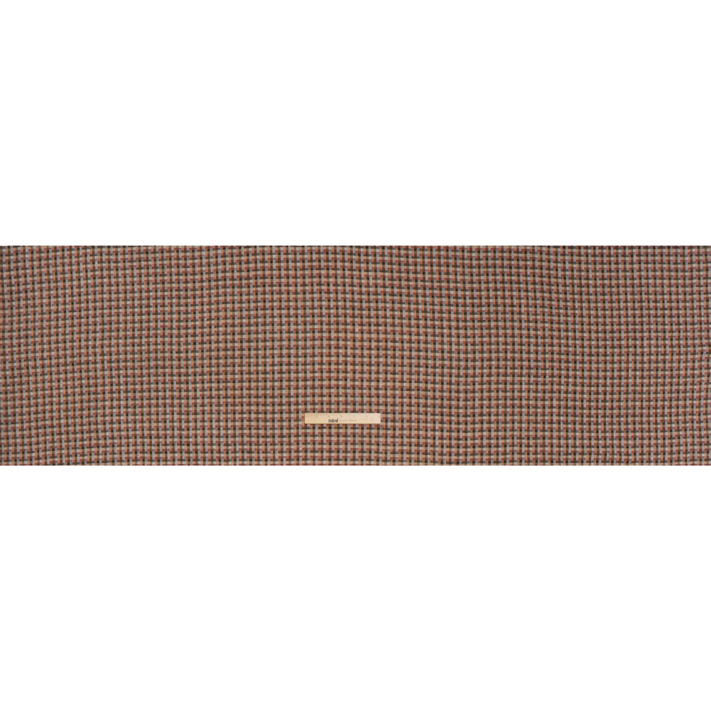 Linen Twill - Brown, Coral and Strawberry Red Plaid