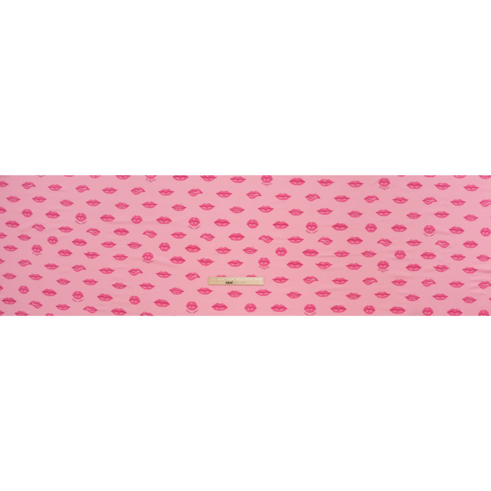 Stretch Polyester ITY Jersey Print by Vera Wang - Pink Lips - Deadstock