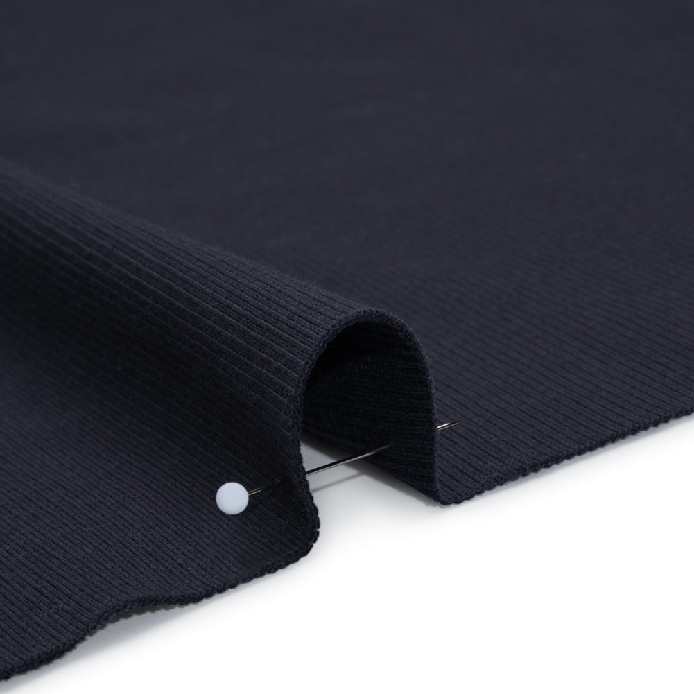 Stretch Cotton 2x2 Rib Knit - Navy - Deadstock