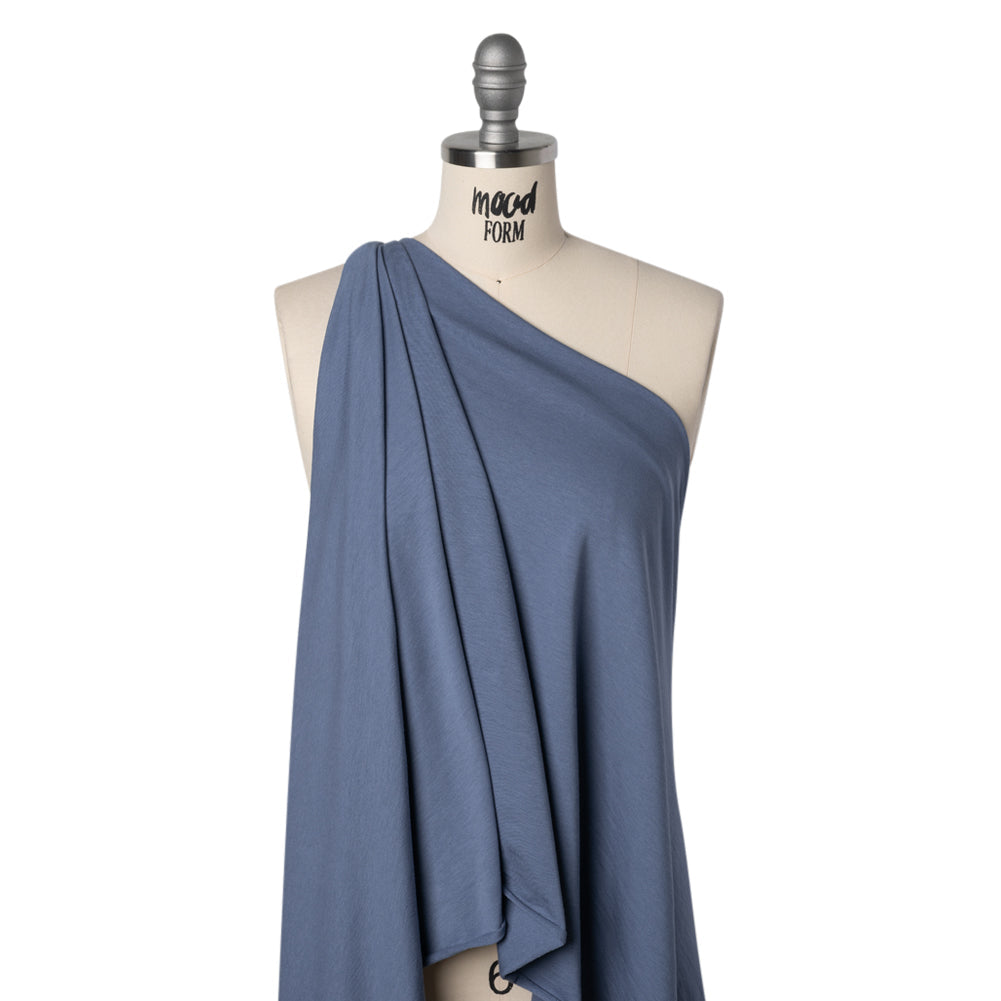 Stretch Cotton and Modal French Terry - Moonlight Blue - Deadstock