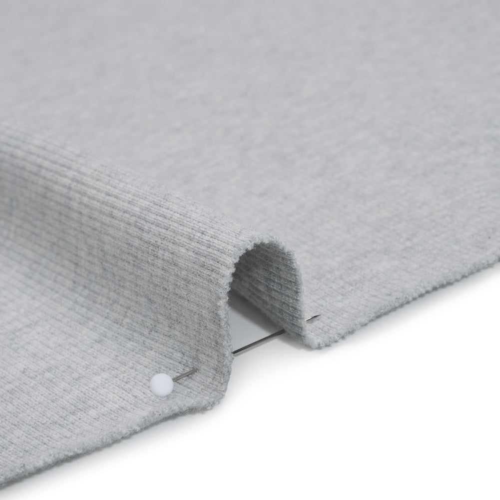 Stretch Cotton 2x2 Rib Knit - Light Heathered Gray - Deadstock