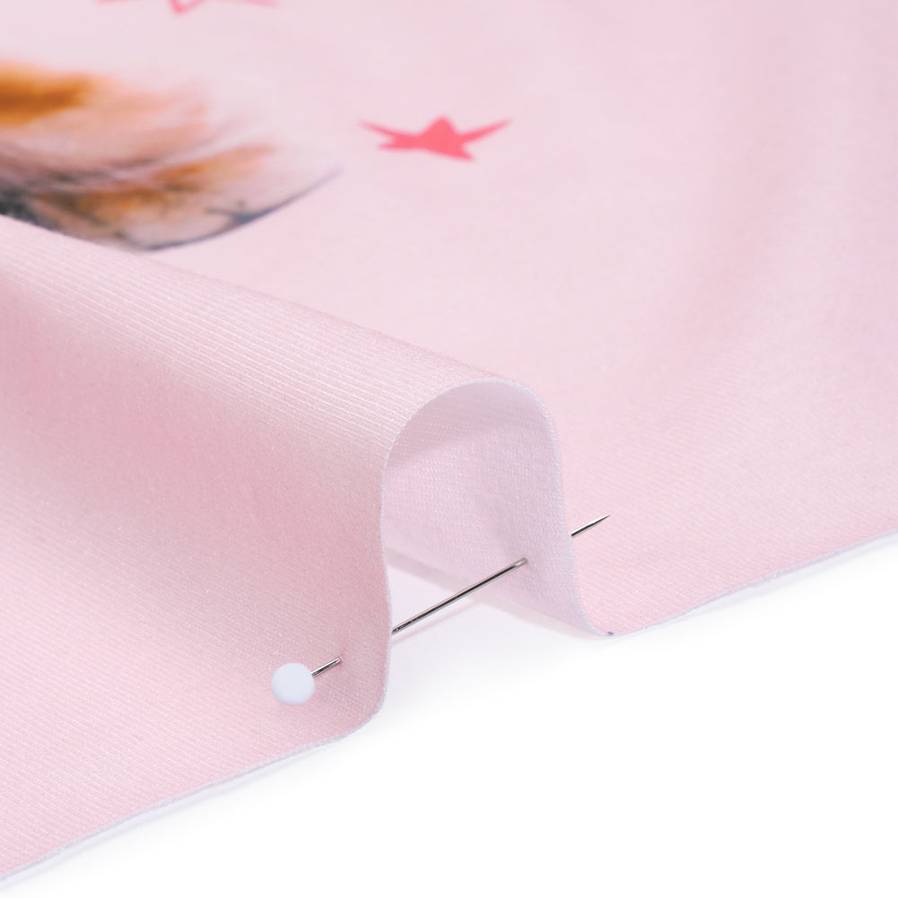 Recycled Polyester Jersey Panel - Pink, White and Ginger Not Tired Orange Cat - Deadstock