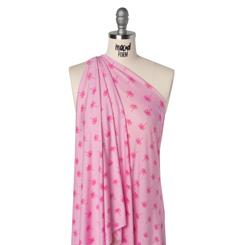 Stretch Rayon Jersey - Pink Tonal Palm Trees - Deadstock