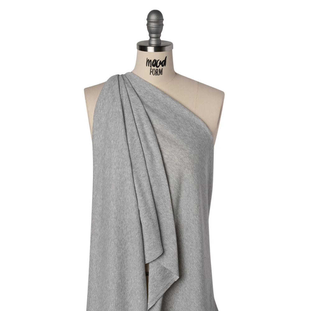 Cotton and Rayon 1x1 Rib Knit - Heathered Gray - Deadstock