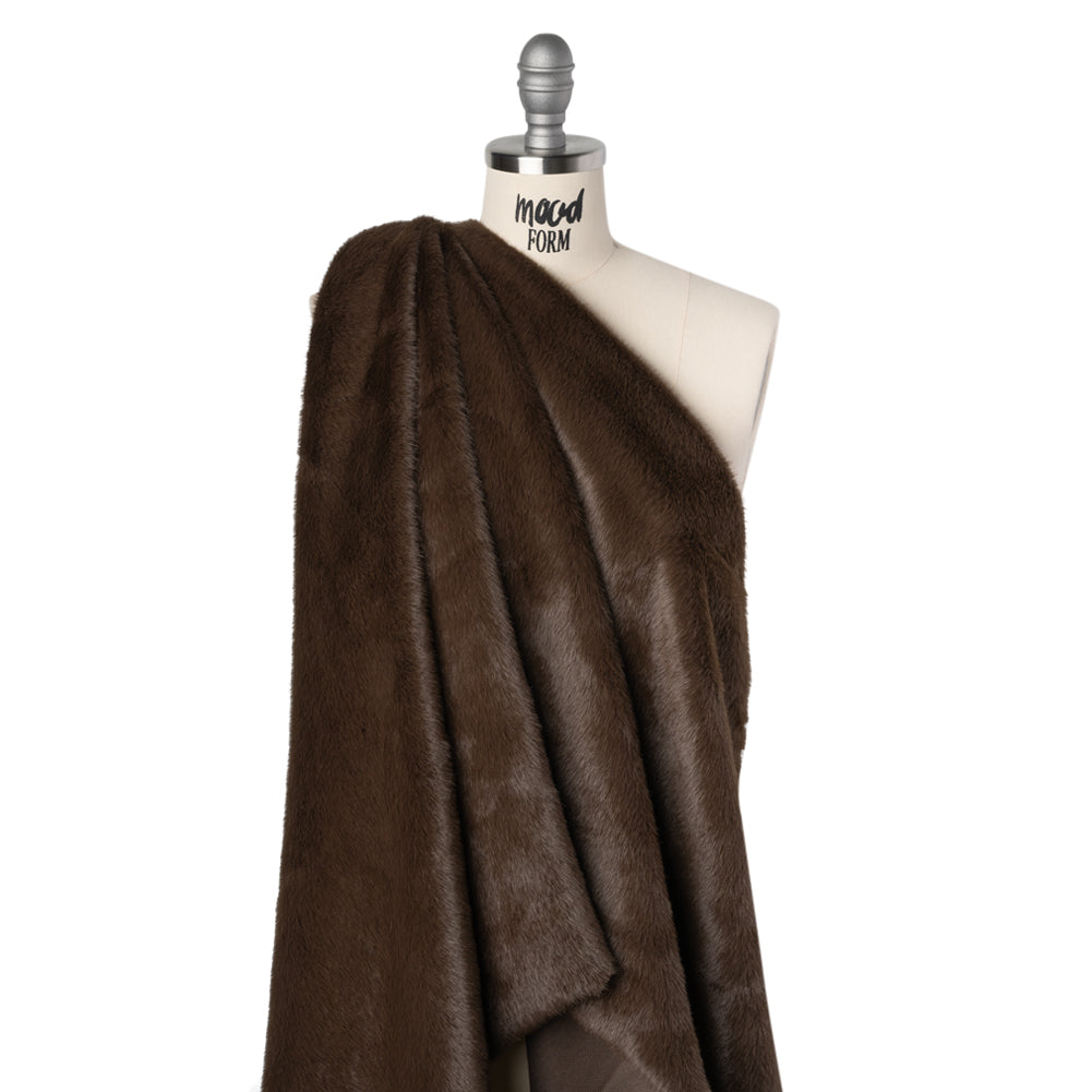 Short Pile Recycled Polyester Faux Fur - Brown
