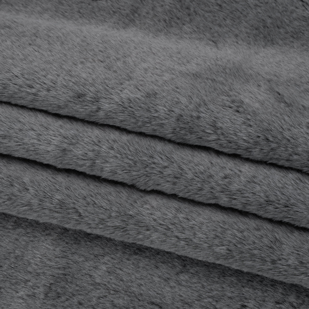 Two-Tone Short Pile Recycled Polyester Faux Fur - Black and Gray