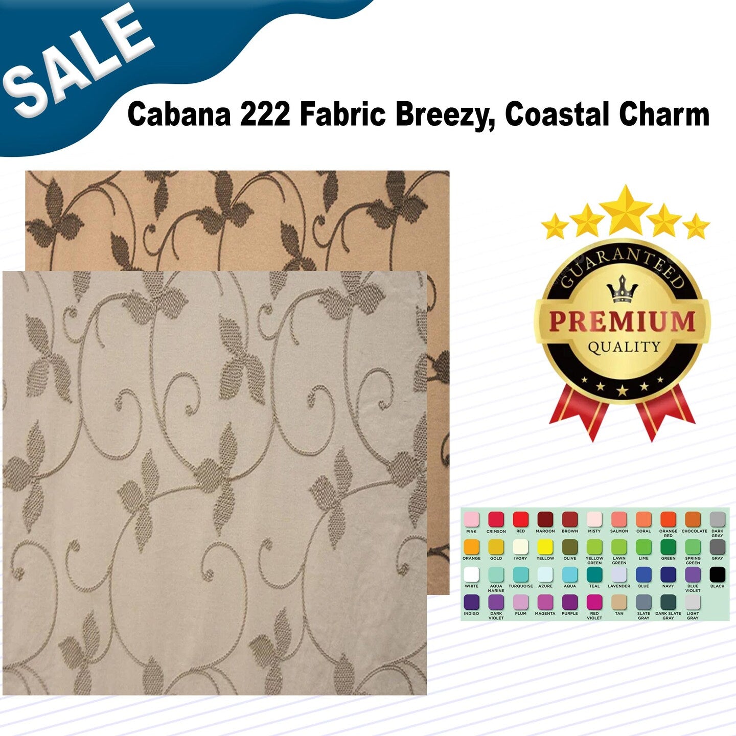 Cabana 222 Fabric Breezy, Coastal Charm