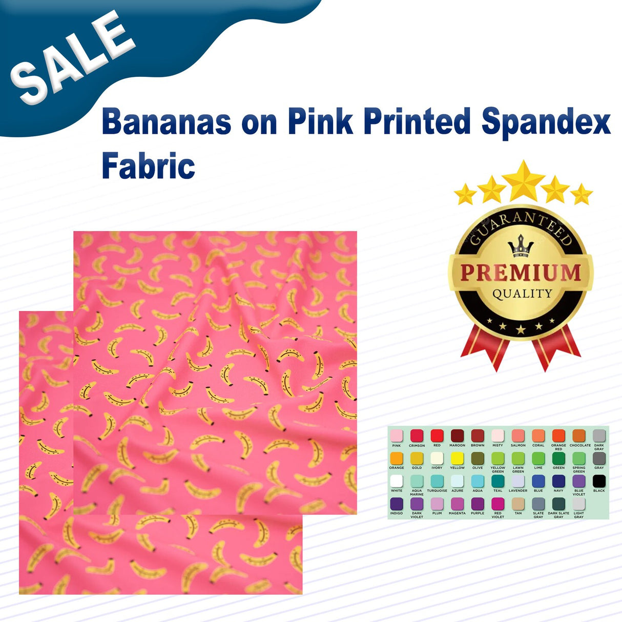 Bananas on Pink Printed Spandex Fabric