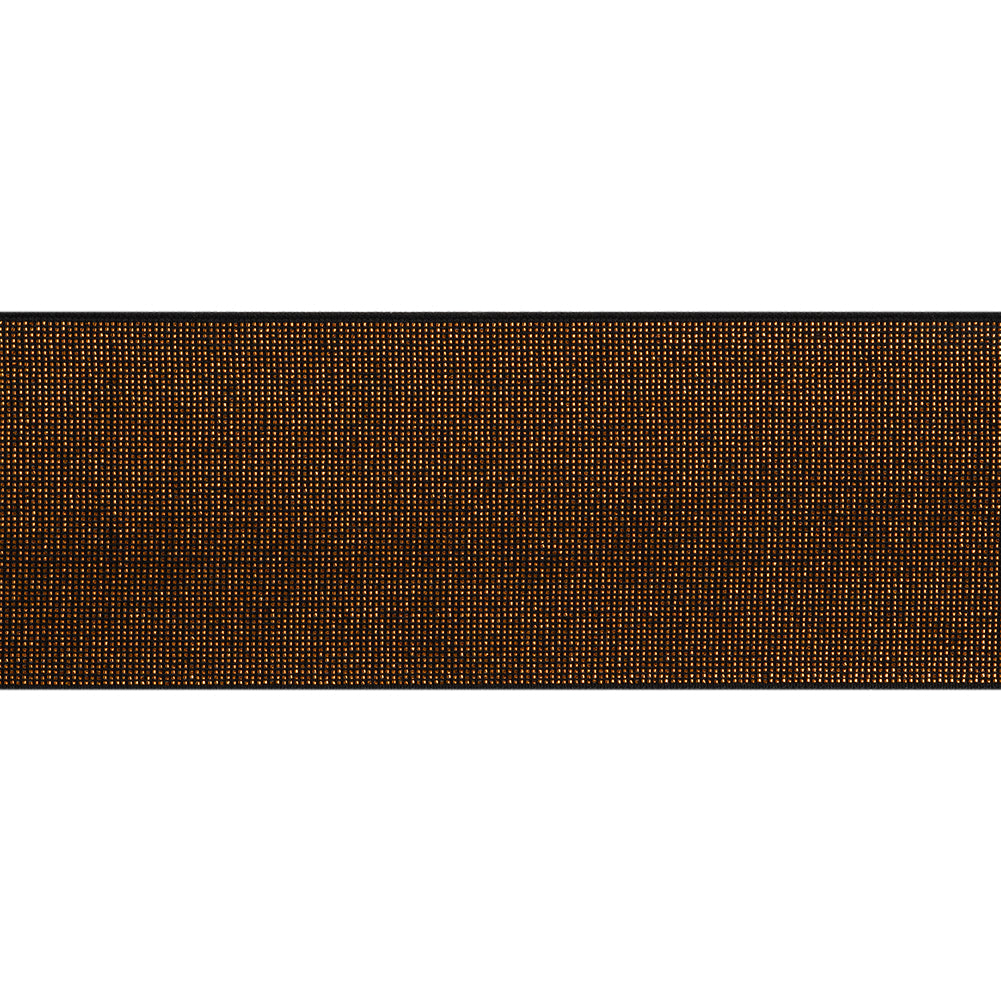 Metallic Elastic Trim Made in Italy - 2.125" - Golden Orange on Black