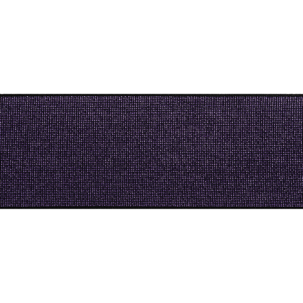 Metallic Elastic Trim Made in Italy - 2.125" - Purple on Black