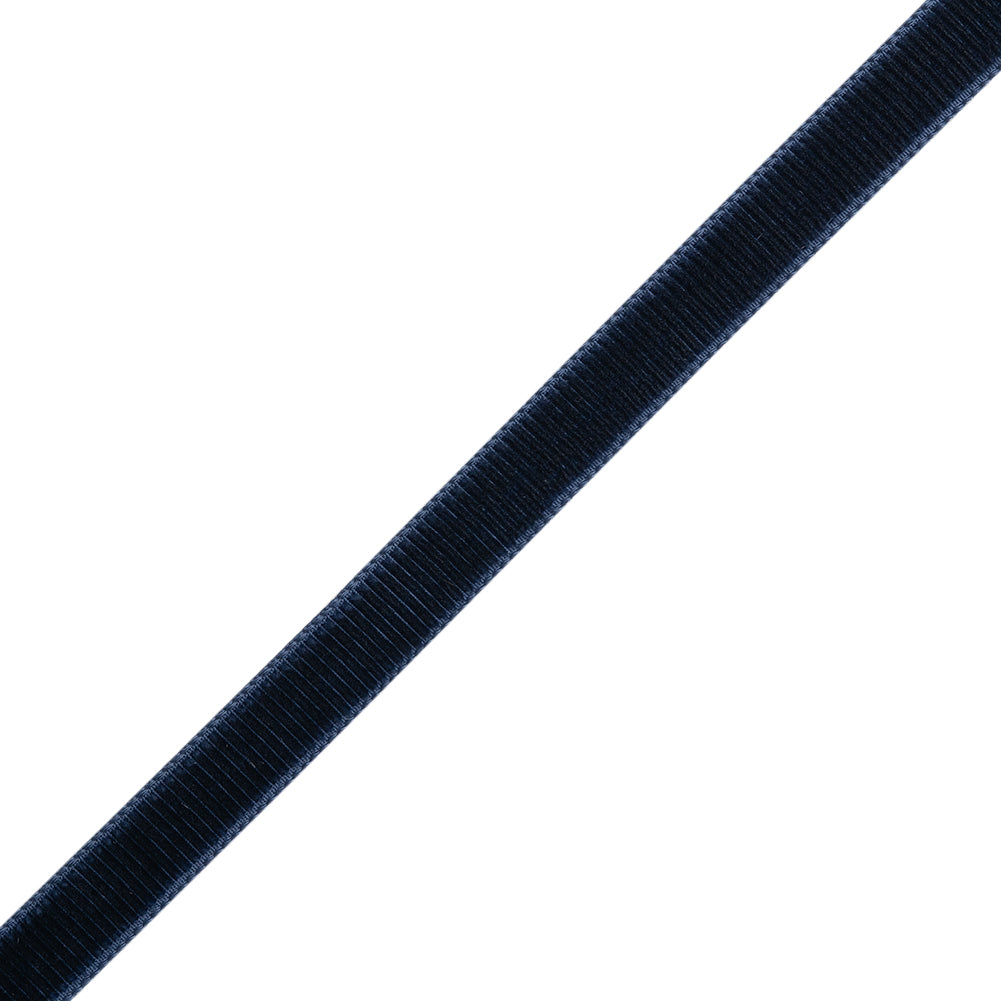 Grosgrain Ribbed Velvet Ribbon Trim Made in Italy - 0.375" - Navy